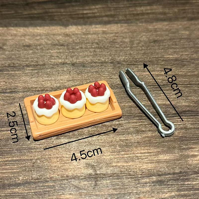 1:12 Dollhouse Miniature Strawberry Cake Tray Bread Clip Model Set Dollhouse Scene Decor Accessories Toys