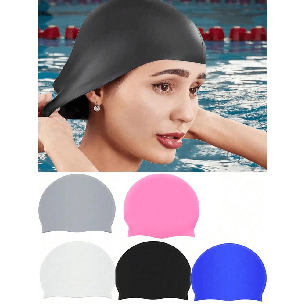 1 Pack Silicone Swim Cap Waterproof Non-Slip Comfortable Swim Cap High Elastic Swim Cap Unisex Swimming Equipment Black