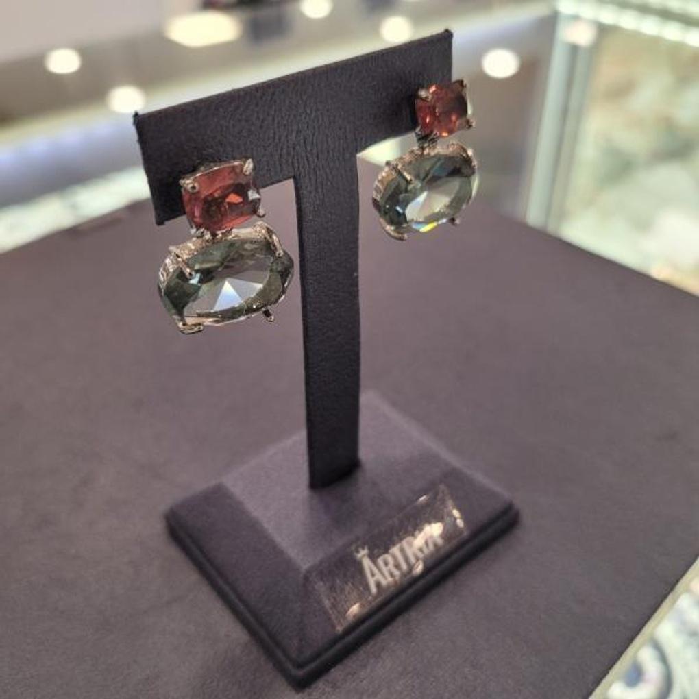 ARTRIA Quadrat Kreis Glas Tropfen Kristall Ohrringe CHAERCR0005MBF