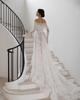 Wedding dress 1011 summer new one-word shoulder wedding dress large skirt leaking back lace trailing wedding dress