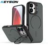 KEYSION Matte Skin Feel Lens Stand Phone Case for Magsafe for iPhone 17 Pro Max Magnetic Wireless Charging Shockproof Back Cover
