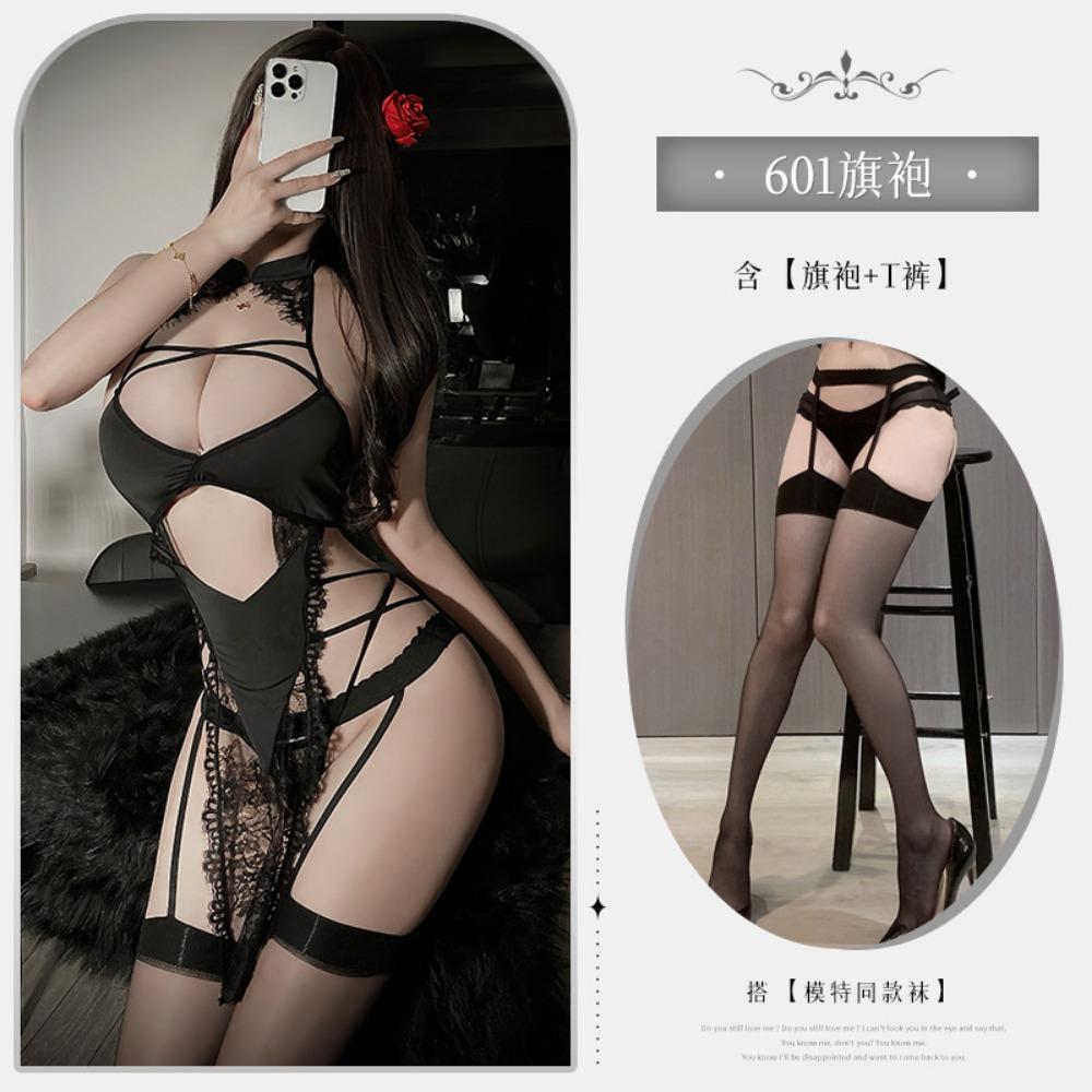 Xianyi Erotic Underwear Pure Desire Perspective Temptation Cheongsam Small Breasts Show Big Passion Bed Sexy Robe Qqny601