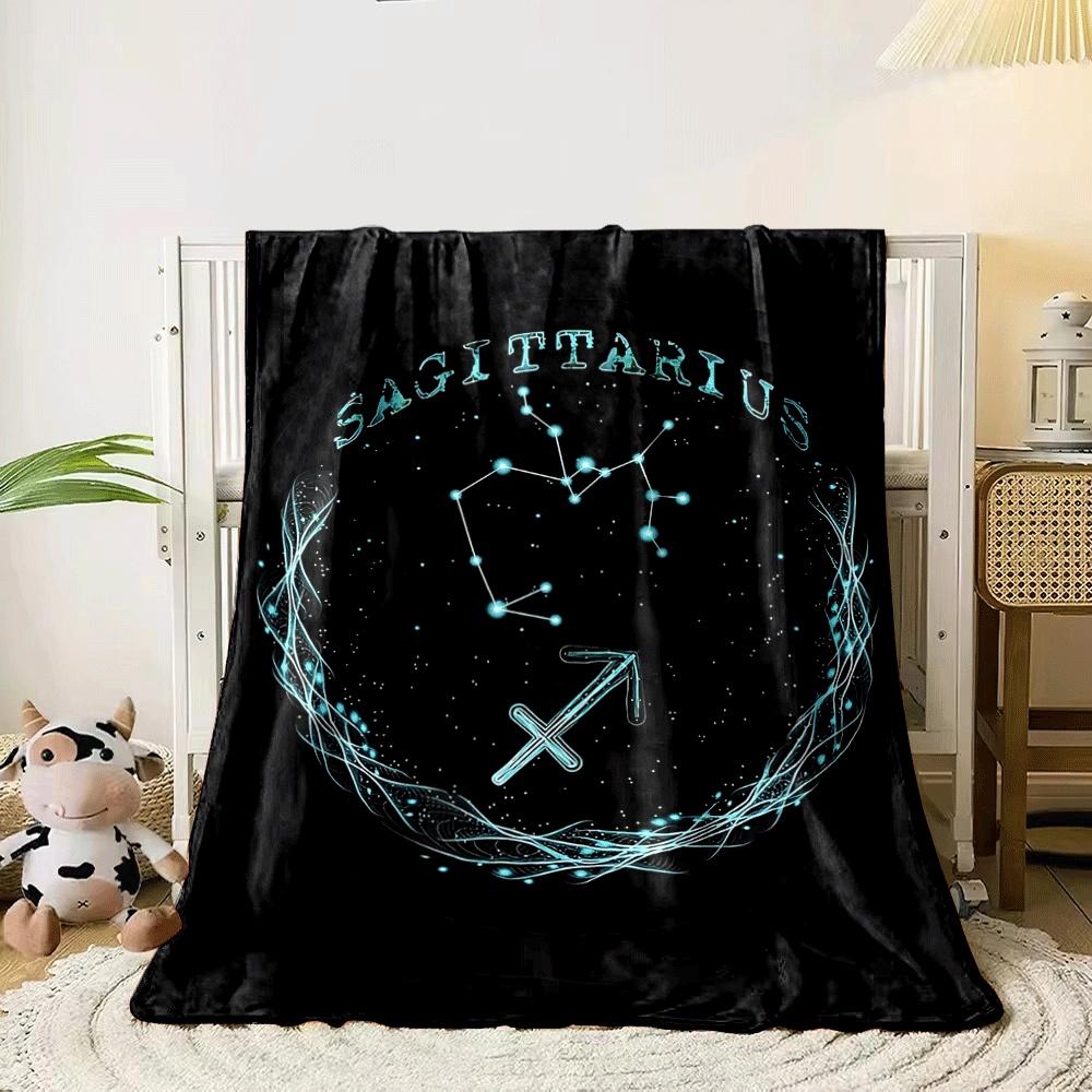 Sagittarius zodiac sign with a constellation and glowing arrows design. for all seasons blanket lunch break throw gift
