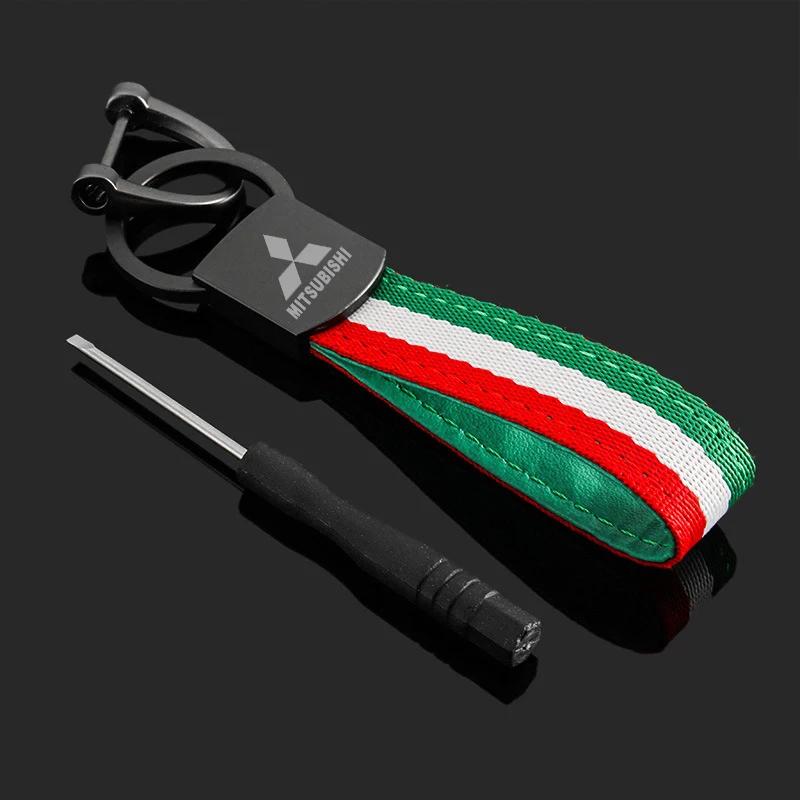 

Car Logo Keyring for Mitsubishi Ralliart Lancer ASX Colt Pajero Outlander Eclipse Delica Grandis Nylon Webbing Keychain Pendant