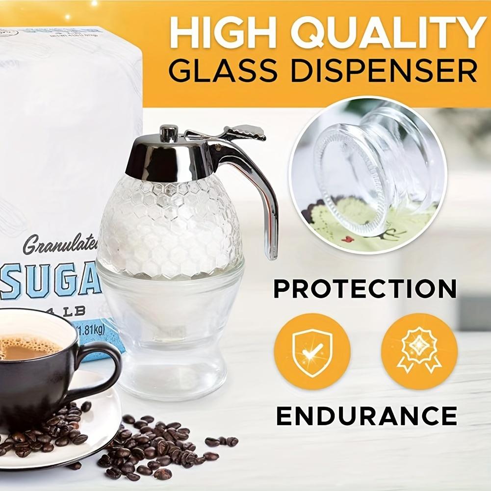 Honey Dispenser No Drip - 8oz Plastic Beehive Shape Syrup Dispenser with Stand - Leak-Proof Honey Jar Pot with Trigger for Easy Pouring