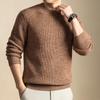 Herrtröja 100% Ren Ull Tjockstickad Rundhalsad - Mjuk, Varm, Bekväm Vinter 2025 Baslager Skjorta
