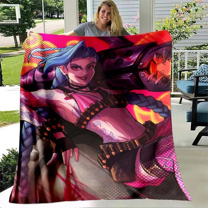Arcane Throw Blanket Lol League of Legends Soft Cover Lightweight Warm Anime Cartoon Game Flannel Blanket for Kids' Room Bedroom