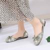Rhinestone single shoes women's 2025 spring and summer new bow shallow mouth laden shoes flat shoes women