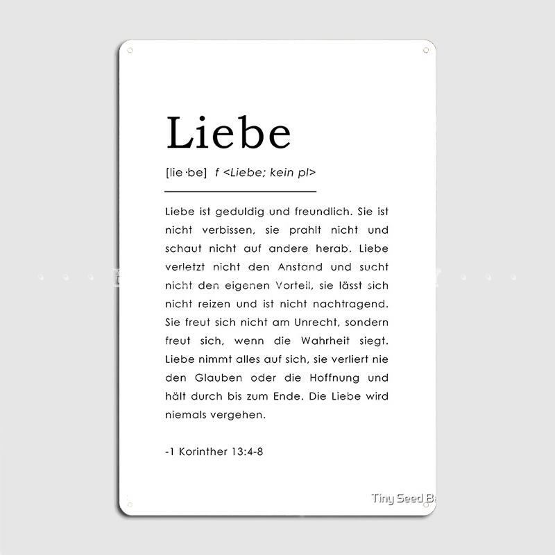 1 Korinther 13:4-8 Liebe Bibelverse Deutsch German Bible Verse. Metal Plaque Poster Home Poster Personalized Tin Sign Poster