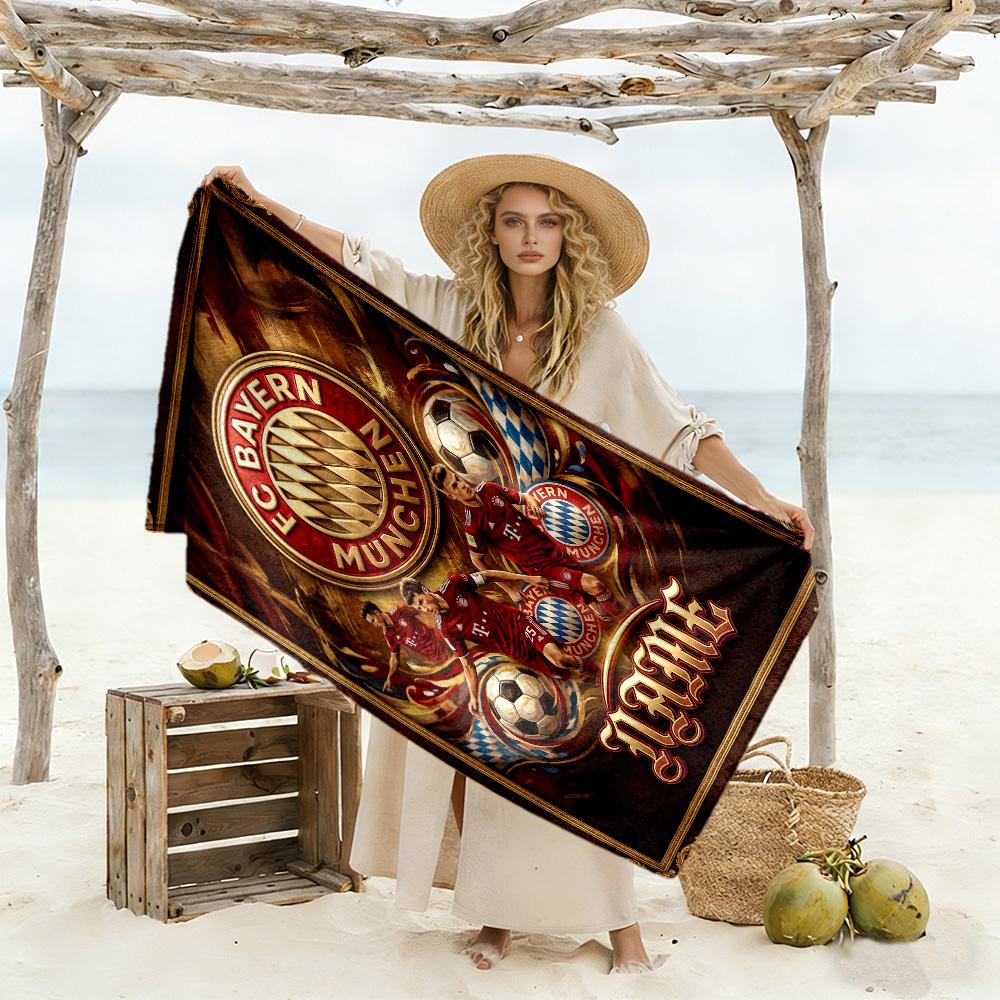 Bayern Munich Fan Gear Personalized Name Beach Towel Super Soft & Absorbent Portable for SwimmingBeachCamping Travel Beach AccessoriesGym