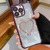 Heart-shaped Mirror Electroplated TPU + Acrylic Phone Case with Holder