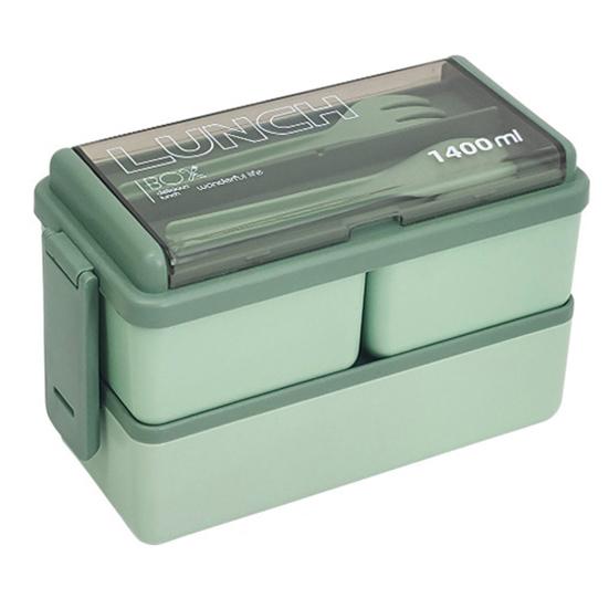 1400ML Double Plastic Lunch Box Three Compartments Sealed Avoid Food Mixing Perfect Meal Match Microwave Lunch Box