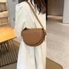 Retro Solid Color Saddle Bag High Quality Leather Shoulder Bags for Women 2025 New Simple Ladies Crossbody Bag Designer Handbags