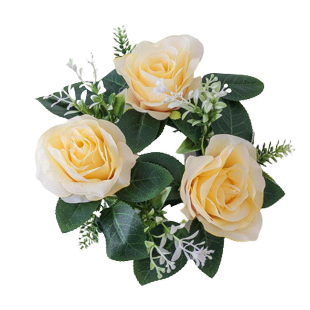 Candle Rings Wreaths Decorative 9inch Artificial Floral Flower Garland for Christmas Tabletop Wedding Thanksgiving