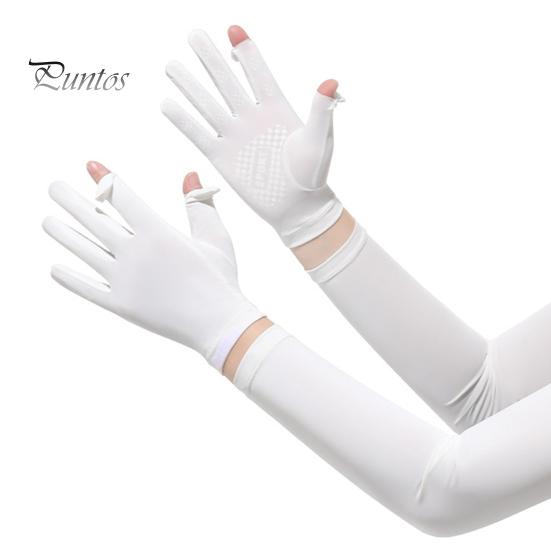 Sunscreen Arm Sleeves Women Sun Protection Gloves, Cooling with Detachable Full Finger Gloves Anti-Slip Palm, UV for Summer Driving Cycling Hiking