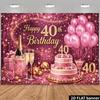 2D плоский фон для банера на 40-й день народження - Рожево-золотий порошок Тема 40-го дня народження Настінна прикраса