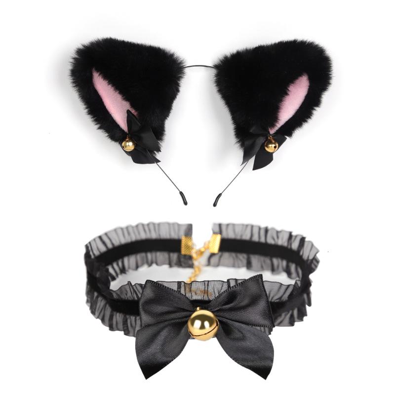 Cat Tail Bell Headband, Anal Plug, Nipple Clamps Flirting Set