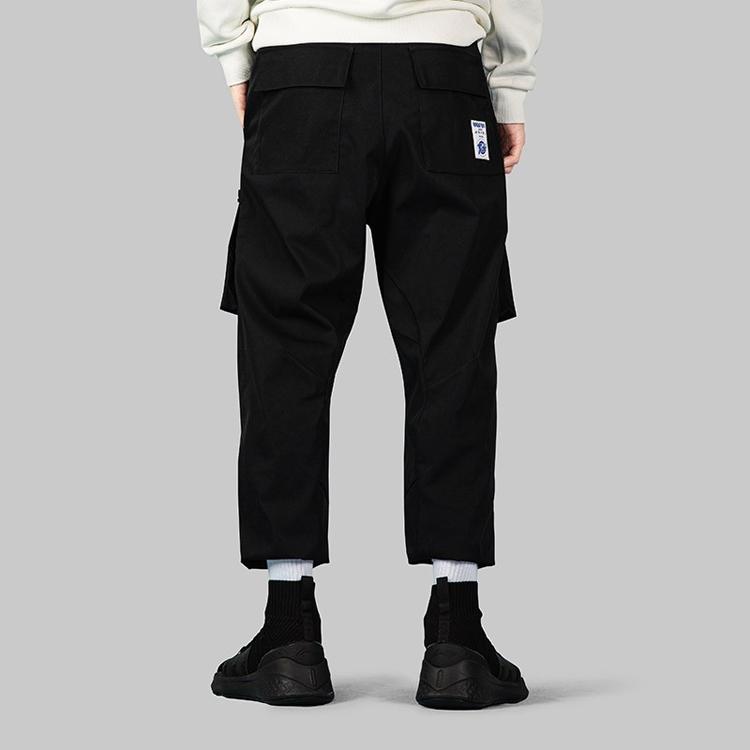 Li Ning X Tide Collaboration Reverse Five Sports Basketball Series Loose Cargo Sports Long Pants Men bottoms Standard-Black AKXP335-2