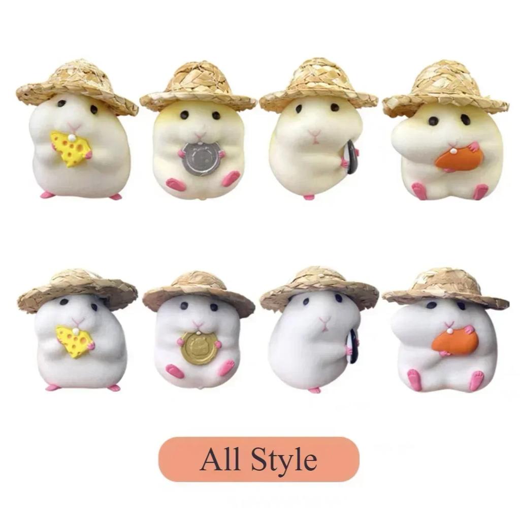 Niedlicher, kreativer Hamster mit Strohhut, Autodekoration, Auto-Innenausstattung, Armaturenbrett-Zubehör, Auto schmückt Auto-Ornament, dekoratives Dekor