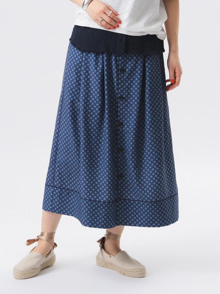 Beams Boy Women's Dotted Front Open Skirt, Navy, One Size, 13270128803