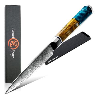4,7 tums Utility Knife 67 Layer VG10 Damascus Steel Köksknivar Skiva Professionell Cutter Kött Frukt Småkniv GRANDSHARP