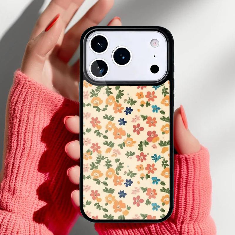 Vintage Flower Phone Case for iPhone 17 Air 16e 15 14 13 Pro Max Back Cover for 12 11 Pro Coque