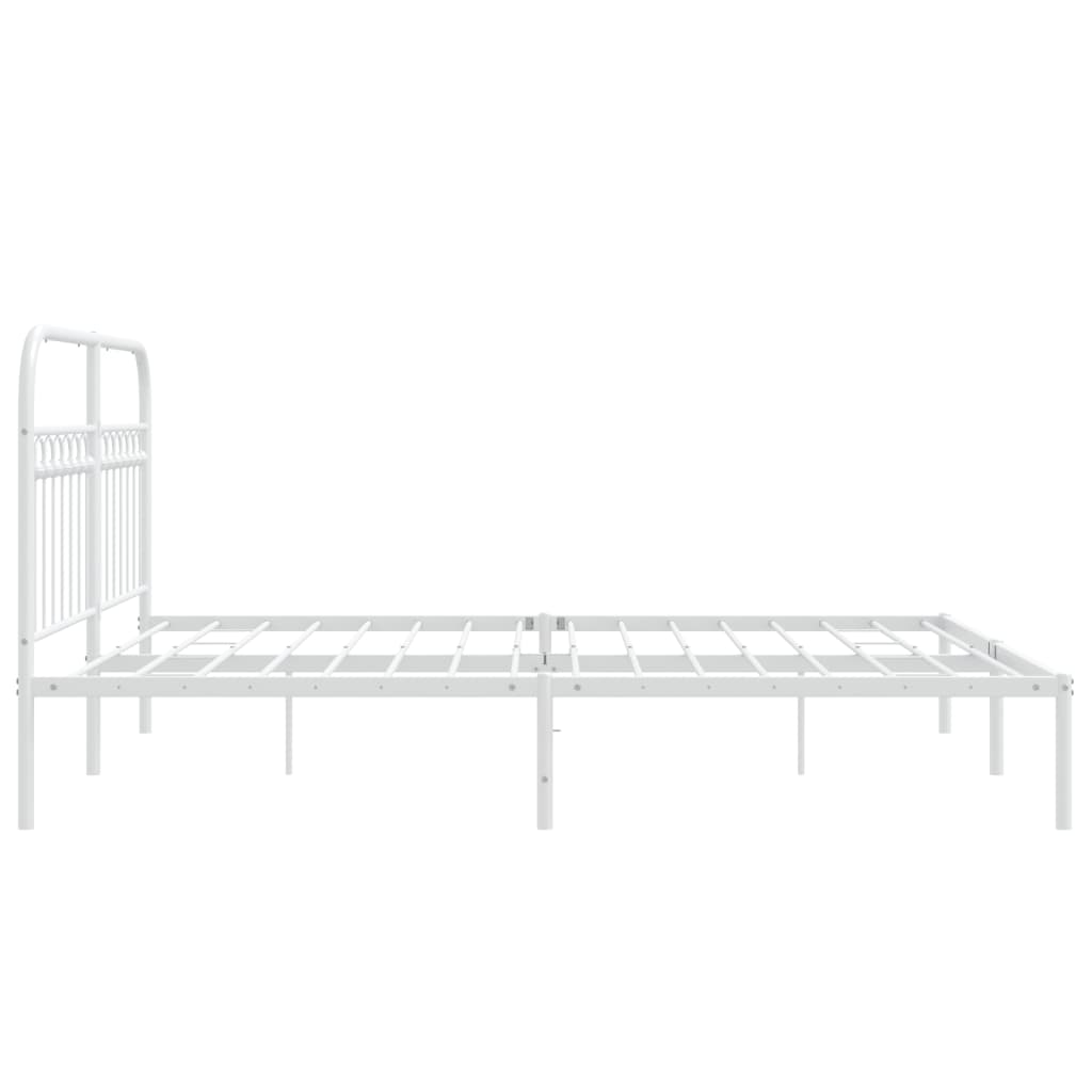 Metal Bed Frame with Headboard White 150 x 200 cm