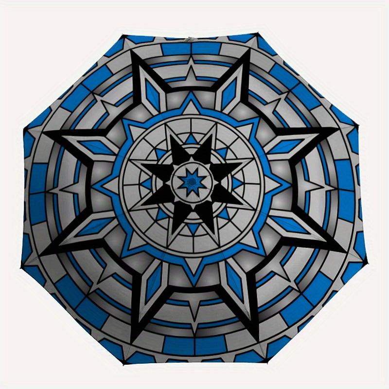 

1pc Mandala Artwork Automatic Folding Umbrella, Portable & Foldable Design with 8 Ribs, Casual Outdoor Accessory Halloween and Christmas gif