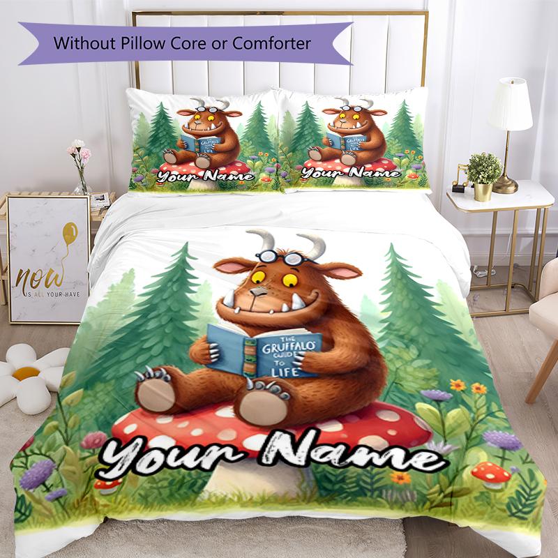 Set Biancheria da Letto Il Gruffalò Personalizzato con Nome 3 Pezzi Copripiumino Chiusura Include 1 Copripiumino e 2 Federe, Morbido e Confortevole per Tutte le Stagioni.