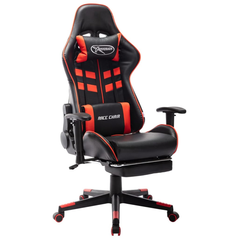 Chaise de jeu avec repose-pied Noir et  Cuir artificiel