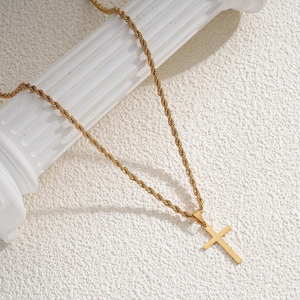 New Stainless Steel Cross Pendant Necklace for Men Women Minimalist Gold Color Jewelry Male Female Necklaces Chokers Gifts