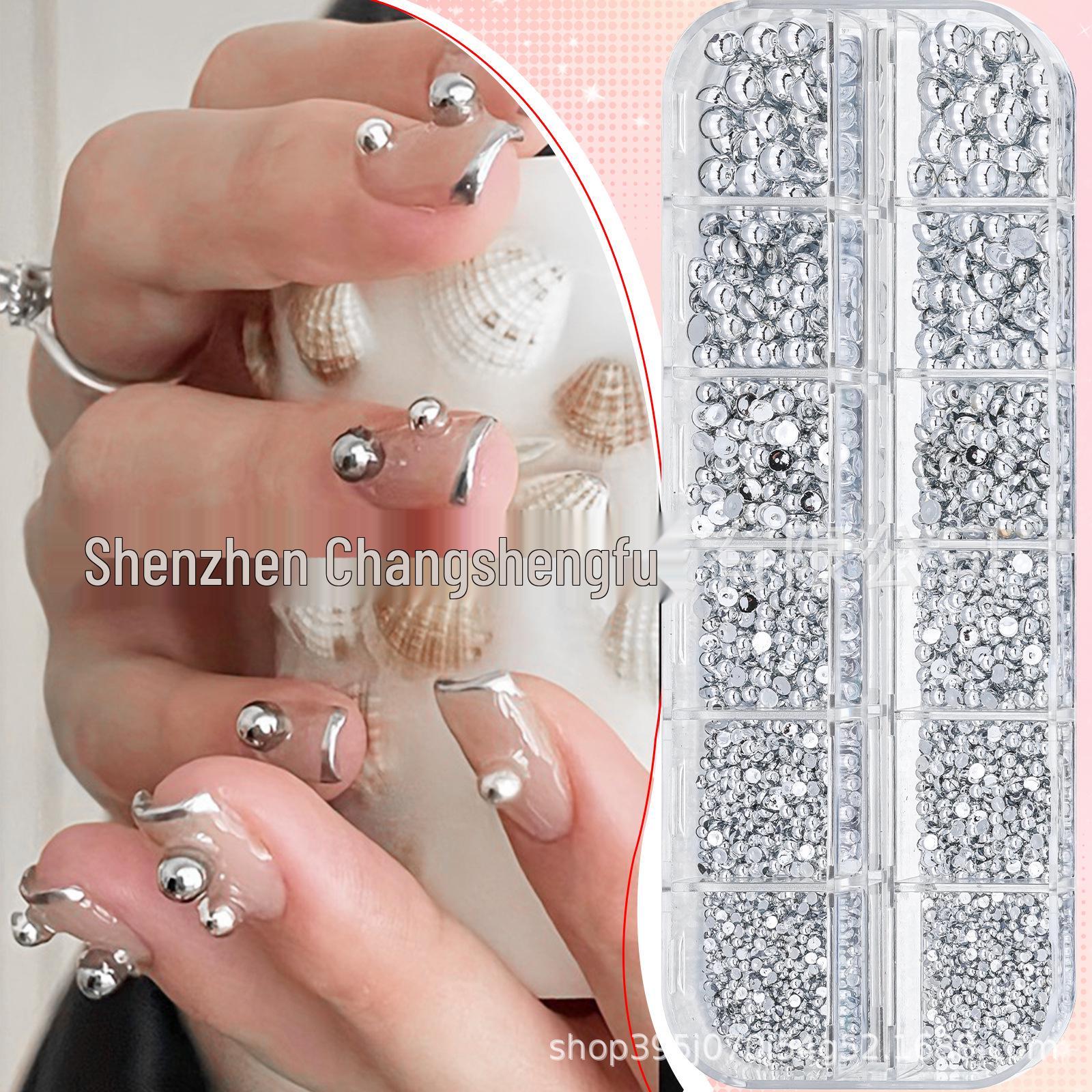

Influencer Style Silver Half-Pearl Nail and Hair Clip Embellishments