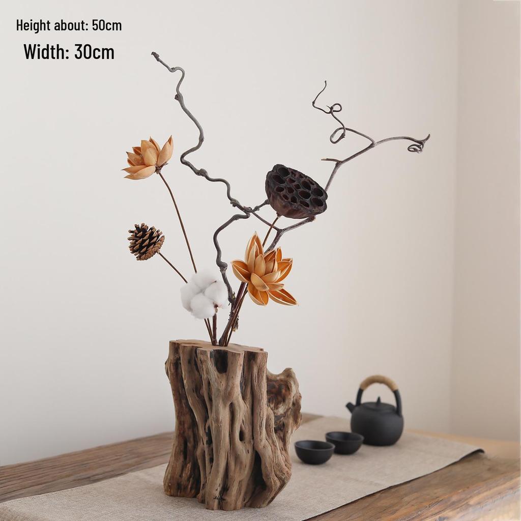 Zen Chinese Retro Teahouse Décor: Dried Branches & Flowers for Living Room Entranceway