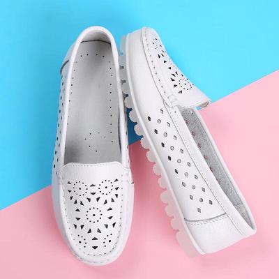 ANZUEN Damen Atmungsaktive Cut-Out Flache Weiße Sneaker