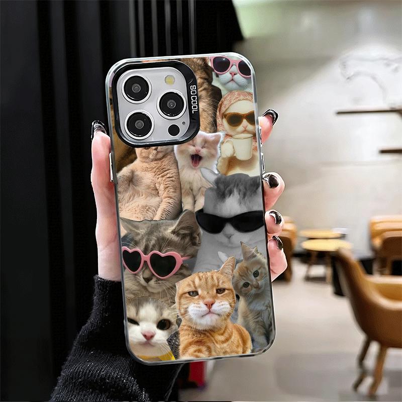 Crying Cats Combine Memes Soft Phone Case for iPhone 15 16 17 Pro Max 17Air 16E 14 Plus 13 12 Mini Shockproof Cover Back Shell
