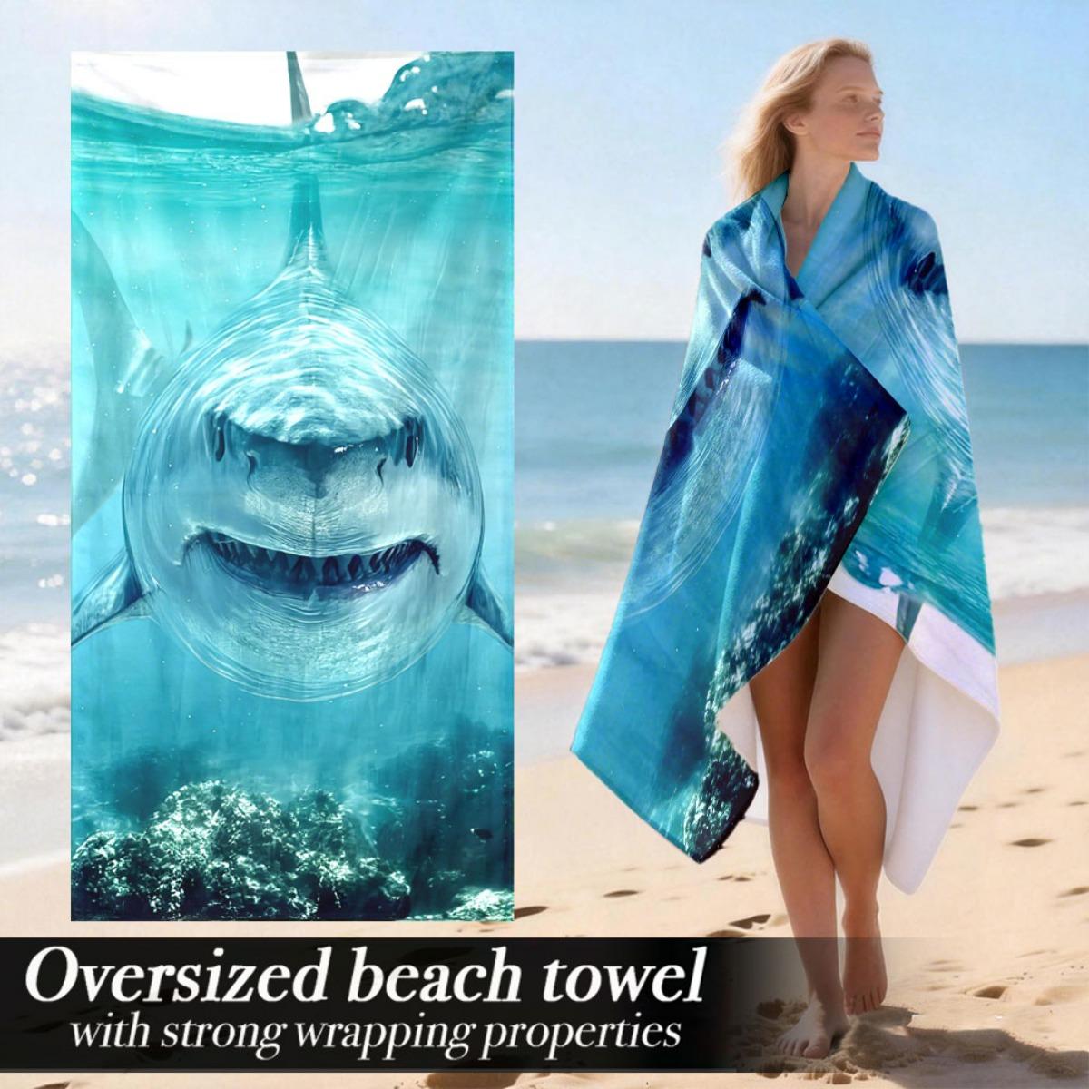 

Realistic Shark Oversized Beach Towel – Soft & Plush, Ocean Design, Perfect for Swimming & Sports Use W30*H60(CM)