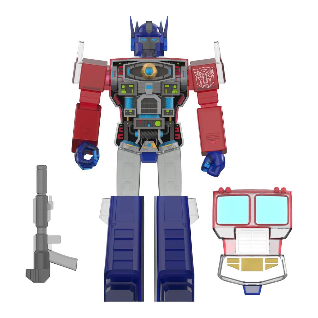 Super7 Transformers Super Cyborg Optimus Prime (Clear RedBlue) Action Figure, 10-inch Scale, SC-TRANW01-PRB-01