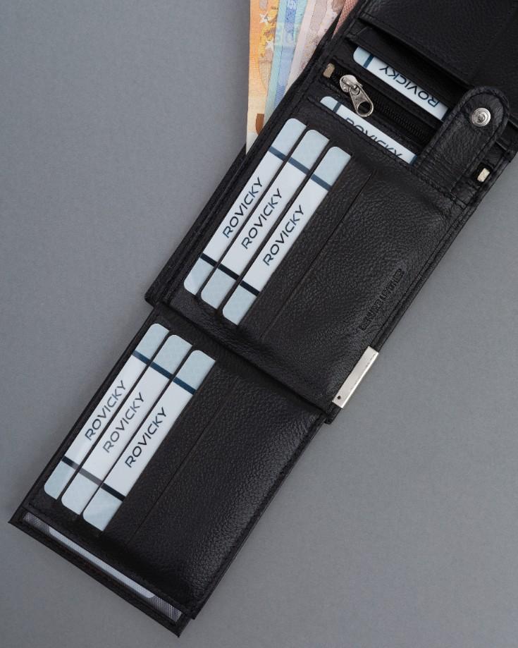 Men's Leather Wallet N992L-PDM-RON-BP-9137 Black