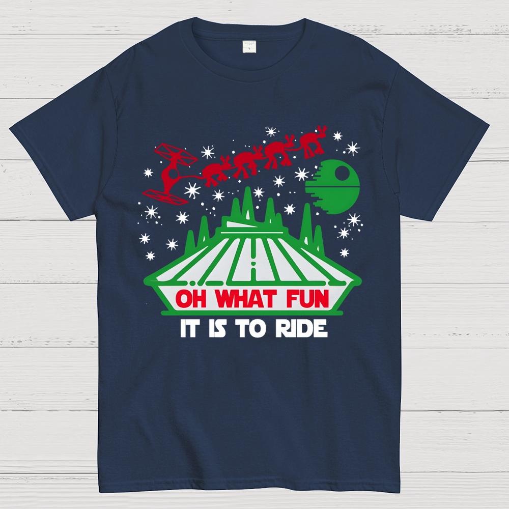 Oh What Fun It Is To Ride Christmas Cotton Summer Casual Cool Loose T-Shirt