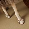 Fashion NEW Summer Women Sandals Split Leather Shoes for Women Pointed Toe Chunky Heel Shoes Cover Toe Slingback Hollow Designer Sandals
