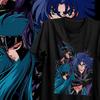 Saint Seiya Hades Saga Aquarius Gemini Black Cloth Panel Collage Anime Graphic Black TShirt Unisex Oversized Y2k Streetwear Tee