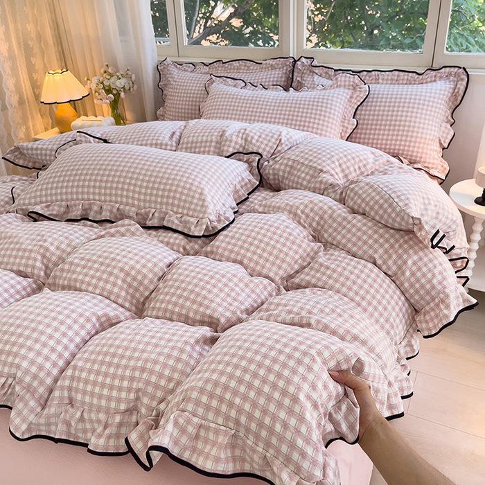Korean Princess Cloud-like Crinkled Gauze Lace Cotton Bedding Set