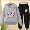 Cute Printed Hooded Sportswear Sets and Casual Sportswear Pants for Autumn and Winter Are Suitable for Boys and Girls Aged 3to12