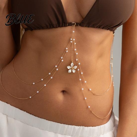 Tassel Waist Chain Chain Adjustable Sexy Style with Oil-Dropping Flower