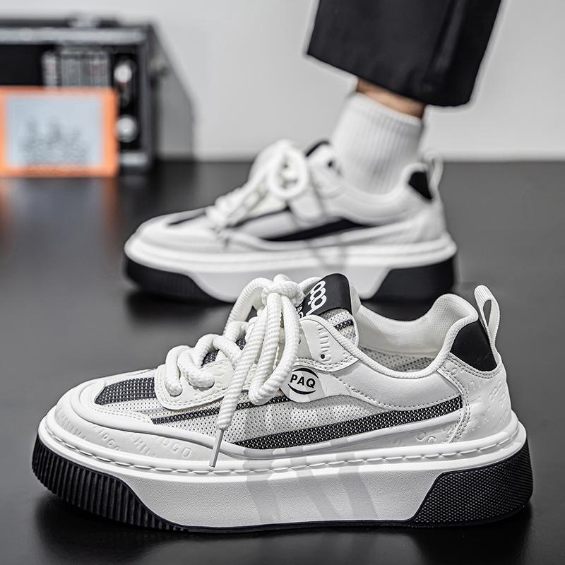 Sneakers Casual Mens Designer Soft Sole Board Shoes Fashion Leather Fabric Breathable Height Increased Flat Platform Board Shoe