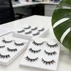 Factory Price Customized Natural Invisible Synthetic Eyelash Faux Mink Matte Flat Clear Band Lashes Handmade