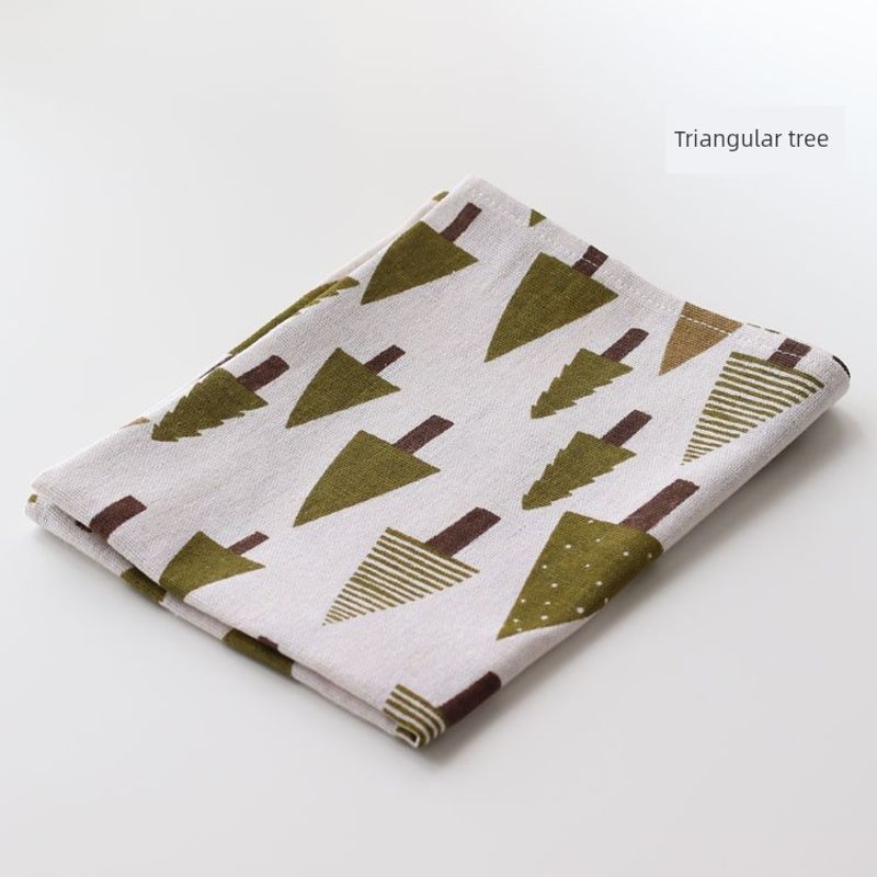 

Elementary School Student Dining Tablecloth D40 * 60 Rectangular Cartoon Desk Placemat Foldable Cotton Linen Fabric Wear-Resistant Tablecloth Triangular tree Tablecloth (60*40cm)