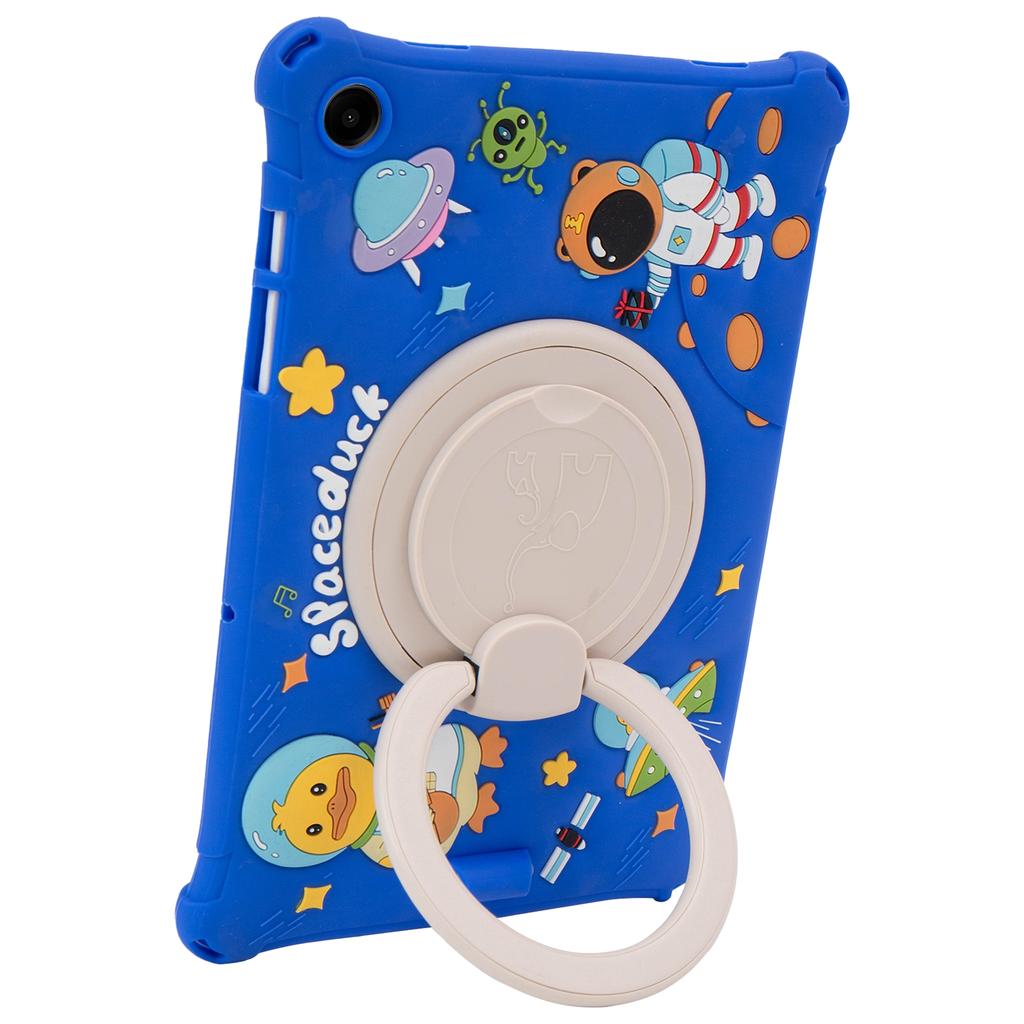 For Samsung Galaxy Tab A9+ Case Rotatable Kickstand Cute Cartoon Silicone Tablet Cover with Lanyard