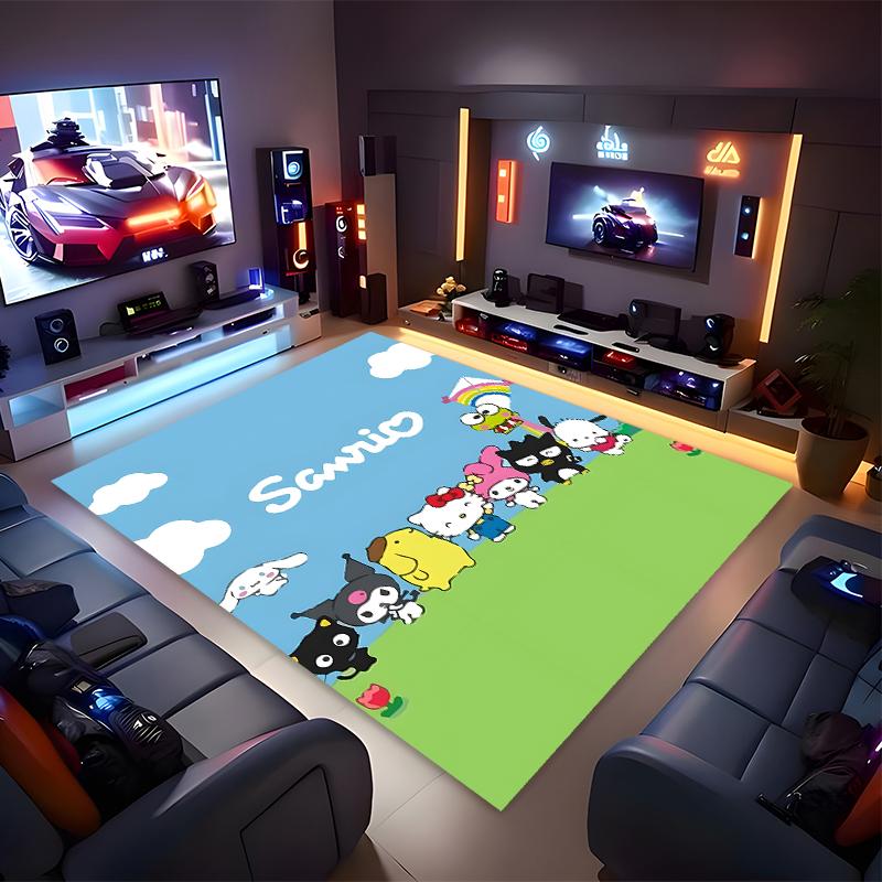 1pc Sanrio1 Print Area Rug - Soft, Washable Non-Slip Indoor Mat for Office Chairs, Living Room, Home Office Decorative Rug