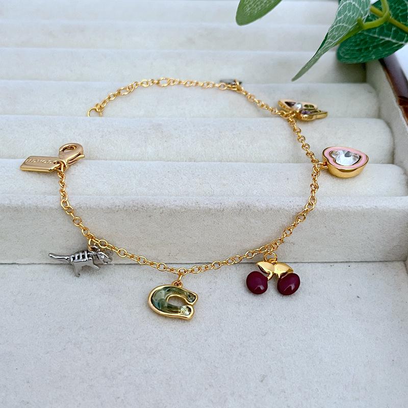 

Очаровательный мультяшный браслет с эмалью в форме U и динозавром